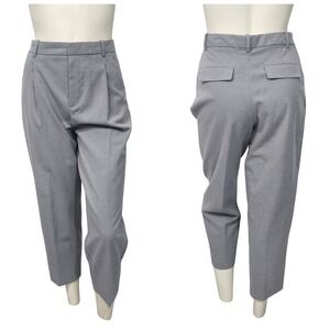 Zara Womens Gray Pleated High Rise Tapered Dress Pants old money career Small